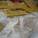 DUMOS 4 FT Lighted Christmas Reindeer & Santa Sleigh Set, Family Outdoor Indoor Xmas Pre-Lit Yard Decoration w/ 180 LED Lights, Holiday Deer & Sled for Garden Display, Gold-Red