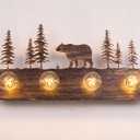 TOCHIC Rustic Bathroom Light Fixtures, 4 Lights Farmhouse Bathroom Vanity Light Over Mirror Dimmable, Western Bear Sconces Wall Lighting for Mirror Cabinets, Powder Room, Living Room, Bronze, 26L