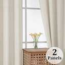 Gwine Natural Short Curtains 45 Inch Length for Living Room, Light Filtering Faux Linen Textured Window Curtain Drapes, Farmhouse Small Window Drapes for Bedroom, 30Wx45L inch, 2PCS