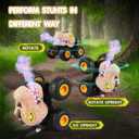 DYODYORC Remote Control Car, 2.4Ghz All Terrain Dinosaur Monster Truck Toys, RC Truck with Spay, Music, 3 Lighting Effects, Stunt Capable, Toy Gifts for Boys and Girls (Beige)