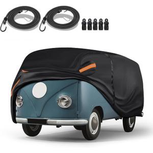 Special 16-Layer Full Car Cover Fit for Volk-swagen 1950-1992 Bus T1 T2 T3, Ultra Heavy 600D Oxford Cloth, All-Weather Protection Summer Sun Exposure and Winter Snow Rain Dust UV, Black
