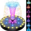 SZMP Solar Fountain 4W Bird Bath Fountains Upgraded 60 LED Lights, Built-in 4000 Battery with 7 Nozzle & 4 Fixer, Solar Water Fountain for Garden, Bird Bath, Pool, Pond