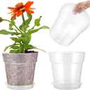 3 Pcs Clear Nursery Pots Set with Saucers, 11.8 in Plastic Orchid Pots, Large Plant Pot with Drainage Holes, 3.7 Gallon Capacity for Orchids and House Plants