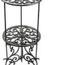 Sungmor Heavy Duty Cast Iron Potted Plant Stand,26-Inch 2 Tiers Metal Planter Rack,Decorative Flower Pot Holder,Vintage & Rustic Style Indoor Outdoor Garden Pots Container Supports