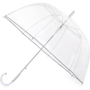 Clear Bubble Umbrella, Large Canopy Transparent Dome Coverage Stick Umbrella with Reflective Strip, J Hook Handle European Style for Weddings, Prom, Graduation, and Outdoor Events