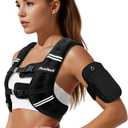 Weighted Vest for Woman Man 5lb/6lb/8lb/12lb/15lb/20lb/25lb/30lb Weighted Vest for Walking, Strength Training Weight Vest with Adjustable Buckle Detachable Phone Pouch for Running Workout (Black, 15LB)