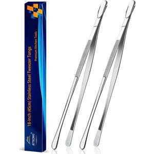 JETKONG 18 Inch (45cm) Extra Long Barbecue Tongs, Heavy Duty Giant Tweezer Tongs for Grilling and BBQ, Set of 2 (Round Tips)