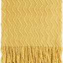 BATTILO HOME Yellow Throw Blanket for Couch, Textured Soft Gold Throw Blankets, Decorative Knitted Mustard Blanket for Sofa Bed Living Room, 50"x60"