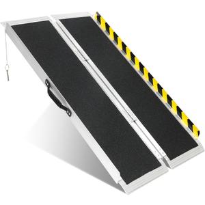 4FT Portable Wheelchair Ramp, Non-Slip Aluminum Folding Handicap Ramp, 800 LBS Capacity Door Threshold Ramps for Home Steps, Scooter Ramps for Car, Doorways, Curbs, Stairs, Cart, Wheelchair Ramp Step