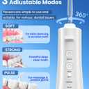 Water Flosser, 300ML Portable Cordless Water Dental Flossers for Teeth Deep Cleaning, IPX7 Waterproof Rechargeable Electric Oral Irrigator Teeth Pick for Travel Home Use and Braces Care (White)