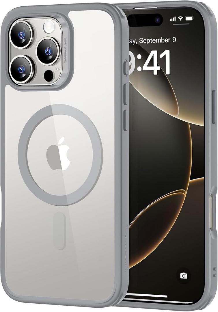 ESR for iPhone 16 Pro Max Case, Compatible with MagSafe, Shockproof Military-Grade Protection, Magnetic Phone Case for iPhone 16 Pro Max, Classic Hybrid Case (HaloLock), Clear Grey