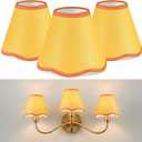 VIHOSE 3 Pack Chandelier Lamp Shades Mini Scalloped Bell Shade With Petal Edges 2.9" Top x 5.9" Bottom x 5.1"High Fabric Lampshade Clip On Bulb For Wall Living Room Bedroom Easy Assembly (Orange)