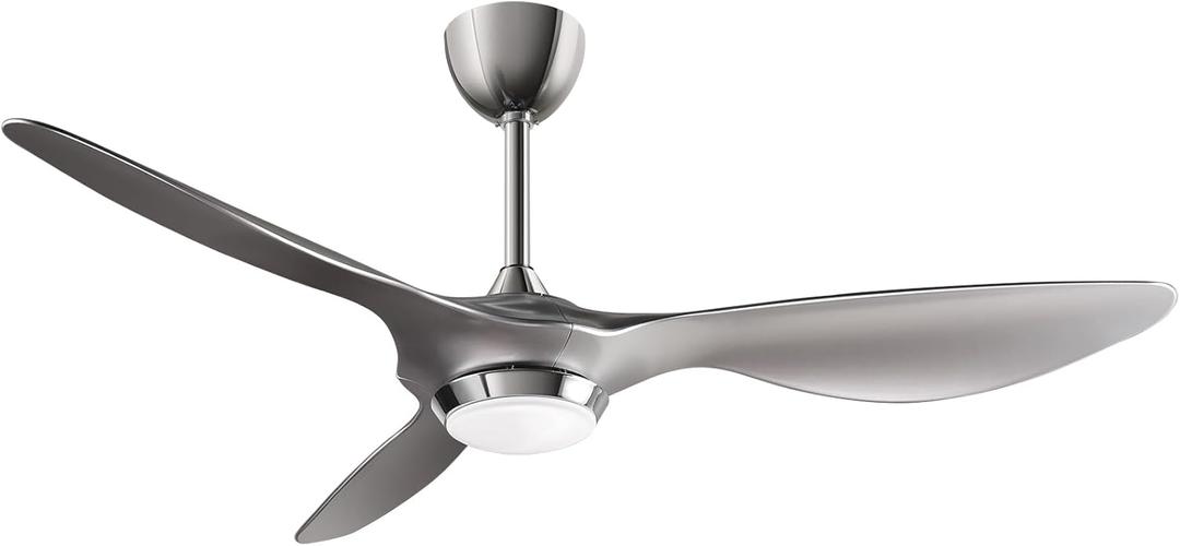 reiga 52 Inch Modern Smart Wifi Ceiling Fan with Light and Remote Control, Living Room Bedroom patio 3 Blade Ceiling Fans with Reversible Mute DC Motor, Silver (52'' Silver)
