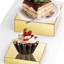 Geelin 2 Pack Acrylic Cube Risers Acrylic Boxes for Food Display Decorative Stands with Hollow Bottoms for Jewelry Food Buffet Risers Display Candy Table Decor (Gold, Flat)