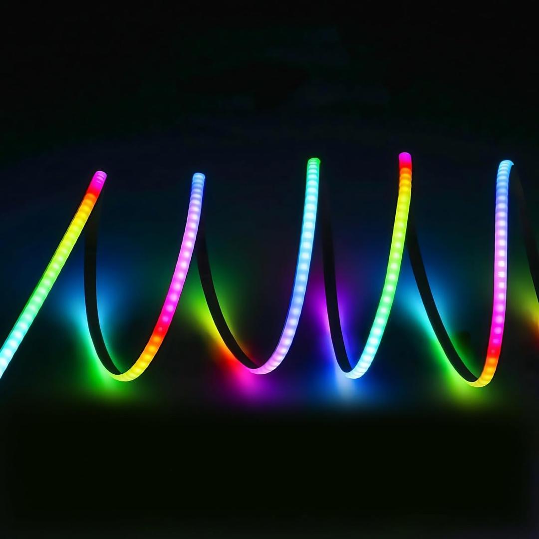 RGB Intelligent IC LED COB Light Strip 0.2in/5mm Wide 16.4ft/5m roll, 5V USB Power Supply can be Installed in Narrow Gaps of Smart Devices, Home Decoration, and Automotive Spaces (160LEDs, 16.4ft/5m)