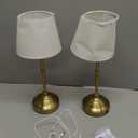 keysays 2 Pack Cordless Table Lamp, Rechargeable Desk Lamp with Fabric Shade, Battery Operated Lamp 3 Color Stepless Dimming, Small Touch Bedside Lamp Home Decor for Dining, Counter (Brushed Gold)