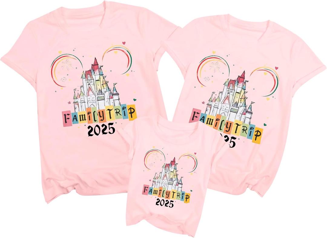 MYHALF Magical Family Shirts Matching 2025 Vacation Family Matching Outfits Mom and Mini Cute Summer Trip Clothes (L)