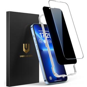 UNBREAKcable 2PCS Screen Protector for iPhone 13 Pro - 1 Privacy Tempered Glass+1 Clear Glass Double Shatterproof [Installation Frame] [9H Hardness] [Case Friendly] Anti-Scratch for iPhone 6.1 inch
