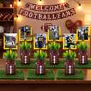 6 Sets 66 Pcs Football Centerpieces for Table Include Goal Post Photo Frame Decorations Football Cutouts Mason Jar Vases Artificial Grass Turf for Touch Down Rugby Day Birthday Party Decor