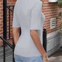 ANRABESS Women Tops Mock Neck 1/2 Short Sleeve Slim Fit Basic Tee Shirts Dressy Work Business 2026 Summer Fall Casual Outfits