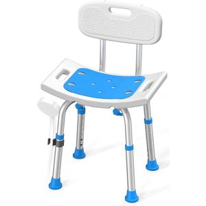 HOMLAND Shower Chair for Inside Shower with Removable Back, Aluminum Frame | Height Adjustable, Heavy Duty Bath Seat for Bathtub, Lightweight Safety Shower Stool for Seniors and Disabled