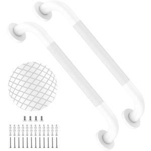 2 Pack 20 Inch White Shower Grab Bar with Anti-Slip Knurled Grip