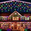 Joomer Christmas Icicle Lights - 33FT Plug in String Lights Waterproof, 8 Modes Timer Connectable Outdoor String Light for Christmas Party, Eaves, Roofs, Xmas Decorations (Multicolor)