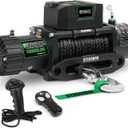 Winch 13000 lb Winch 12V Electric Winch Synthetic Rope Winch Rough Country Winch with Hawse Fairlead,Wired Handle and Corded Control for Jeep Truck SUV