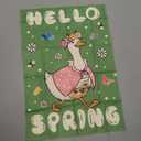 Hello Spring House Flags for Outdoor Decoration, Funny Goose with Flowers Large Yard Flag,Seasonal Decorative Decor for Holiday Summer Outside 28x40 Inch Vertical Double Sided