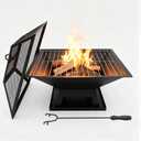 Square Fire Pit, 19×19×15 Inch Stainless Steel Smokeless firepit Outdoor | Wood/Charcoal/Pellet Fuel, Medium Sized Outdoor Wood Burning fire pits, for 2-4 People