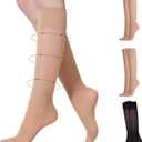 Yilanmy 3 Pairs Sheer Compression Socks for Women 8-10 mmHg Knee High Stockings Support Work Office Travel Daily Wear (S)