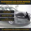 Dasbecan Right Passenger Side Mirror Assembly Compatible with Honda Accord LX Sport 1.5T 2018-2025 Power | Non-Heated | Gray Repalces# HO1321328 76208-TVA-A02, Modern Steel Metallic-3Pins