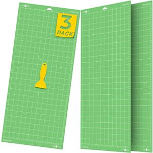HTVRONT Standard Grip Cutting Mat, 3 Pack Cutting Mat 12x24 Compatible with Cricut Maker 3/Maker 4/Maker/Explore 3/4/Air 2/One, Standard Adhesive Sticky Quilting Cutting Mats Replacement Accessories (Green)
