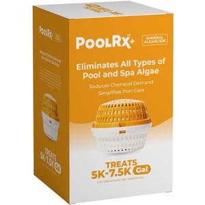PoolRx+ Mineral Algaecide Unit, up to 6-Month Algae Control, for 5K-7.5K gallons, Orange & White, New Formula with Silver.