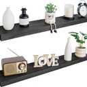 BGMG Wood Floating Shelves 48 inch, Wide Rustic Wooden Wall Shelves for Bathroom Living Room Bedroom Kitchen Farmhouse Set of 2-48x 6.7 x1.25 inch- Black