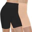 BATHRINS Womens Slip Shorts for Under Dresses, Tummy Control High Waist Seamless Smoothing Yoga Shorts L