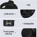 Travel Reusable Silicone Collapsible,13 oz/375 ml,Collapsible Travel Mug,Collapsible Cup for Hot and Cold Drinks (Black)