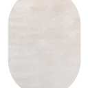 JONATHAN Y Haze Solid Low-Pile Ivory 3x5 Oval Indoor Area Rug, Coastal,Bohemian,Minimalist,Classic, Easy-Cleaning for Living Room,Bedroom,Kitchen,Pet Friendly,Non-Shedding (SEU100D-3OV)