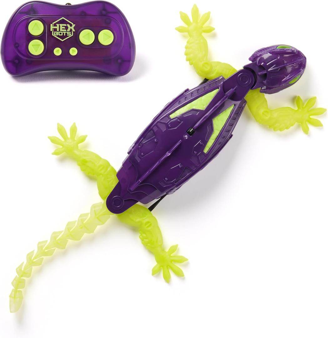 HEX BOTS Glow-in-The-Dark Gecko with Official Wall Climber Technology, Rechargeable Remote Control Robot Kids Toys, Prank Toys for Boys & Girls Ages 4 & Up (Multicolor)