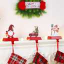 Alupssuc 3 Pcs Christmas Stocking Holders for Mantle, Christmas Stocking Hangers for Fireplace-Weighted Stocking Hooks for Mantel&Christmas Holiday Party Decoration-Santa Claus, Gift Car, Snowman