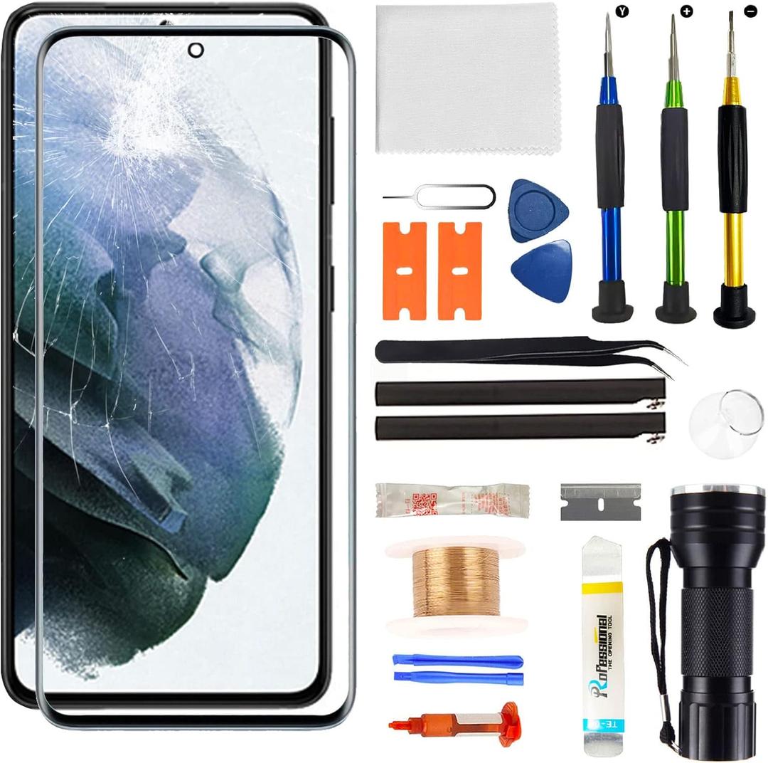 for Samsung Galaxy S21 Screen Replacement,Replacement Screen for Galaxy S21 Series 6.2 inch,Glass Replacement Kit with Repair Tools,Waterproof Adhesive(NO OLED & Touch Digitizer)
