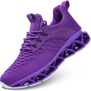 Womens Slip-ins Running Shoes Blade Tennis Walking Sneakers Comfortable Fashion Non Slip Work Sport Shoes Gym Trainers (8, Purple)