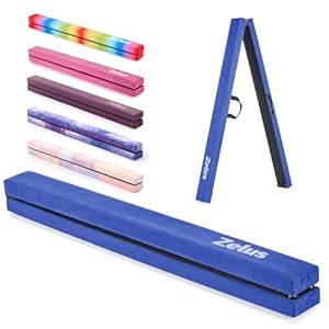 ZELUS 8ft. Folding Gymnastics Balance Beam, Floor Balance Beam w/ Carry Handles Anti-Slip Base for Kids, Beginners & Professional Gymnasts (8 ft, Blue)