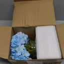 Hollyone Hydrangea Artificial Flowers with Vase Blue Silk Fake Flowers Arrangements in Glass Vase with Faux Water Faux Floral Bulk Bouquet for Home Decor Bathroom Table Centerpiece Shelf Decorations