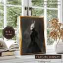 VIYYIEA Framed Canvas Wall Art Home Decor Gothic Room Decor Prints, Vintage Rabbit Lady Wall Decor, Aesthetic Dark Academia Easter Wall Pictures Gold Framed Goth Artwork 9x11in
