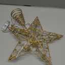 JOIEDOMI 9.5inch Metal Beaded Christmas Star Tree Topper, 20LED Warm White Lights Golden Tree Topper, USB Powered Remote Control for Christmas Tree Decorations Home Holiday Party Indoor Decor