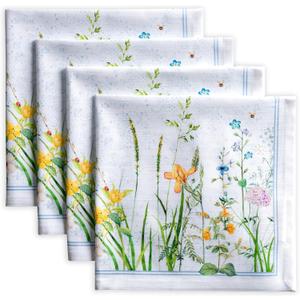 Maison d' Hermine Cloth Napkins Set of 4 100% Cotton Everyday Reusable Square Napkins Cloth Washable Dinner Party Wedding Restaurant Gifts for Mothers Day Spring/Summer (Fleurs De Mai, 20" x 20")