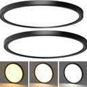 CycevSun 15.8 Inch Black Blush Mount Ceiling Light, Dimmable & 3000K-4000K-5000K Selectable - 24W Low Profile Slim Surface, 2 Pack, 16" 2-Pack