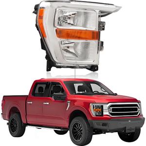 Headlight Assembly Compatible with Ford F150 F-150 2021 2022 2023, [Bulbs Included] Right/Passenger Side, Headlamp Replacement with Clear Lens