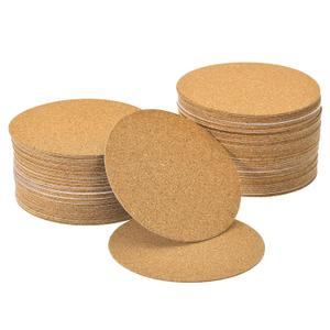 UXCELL 100 Pcs Self-Adhesive Cork Round, 3.75" x 3.75" Cork Tiles Backing Sheets for DIY Crafts, Brown